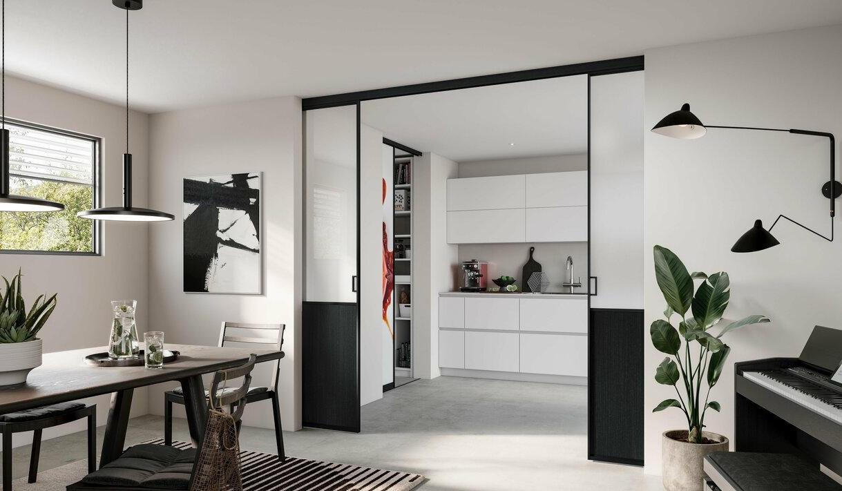 Schiebetuer in schwarz