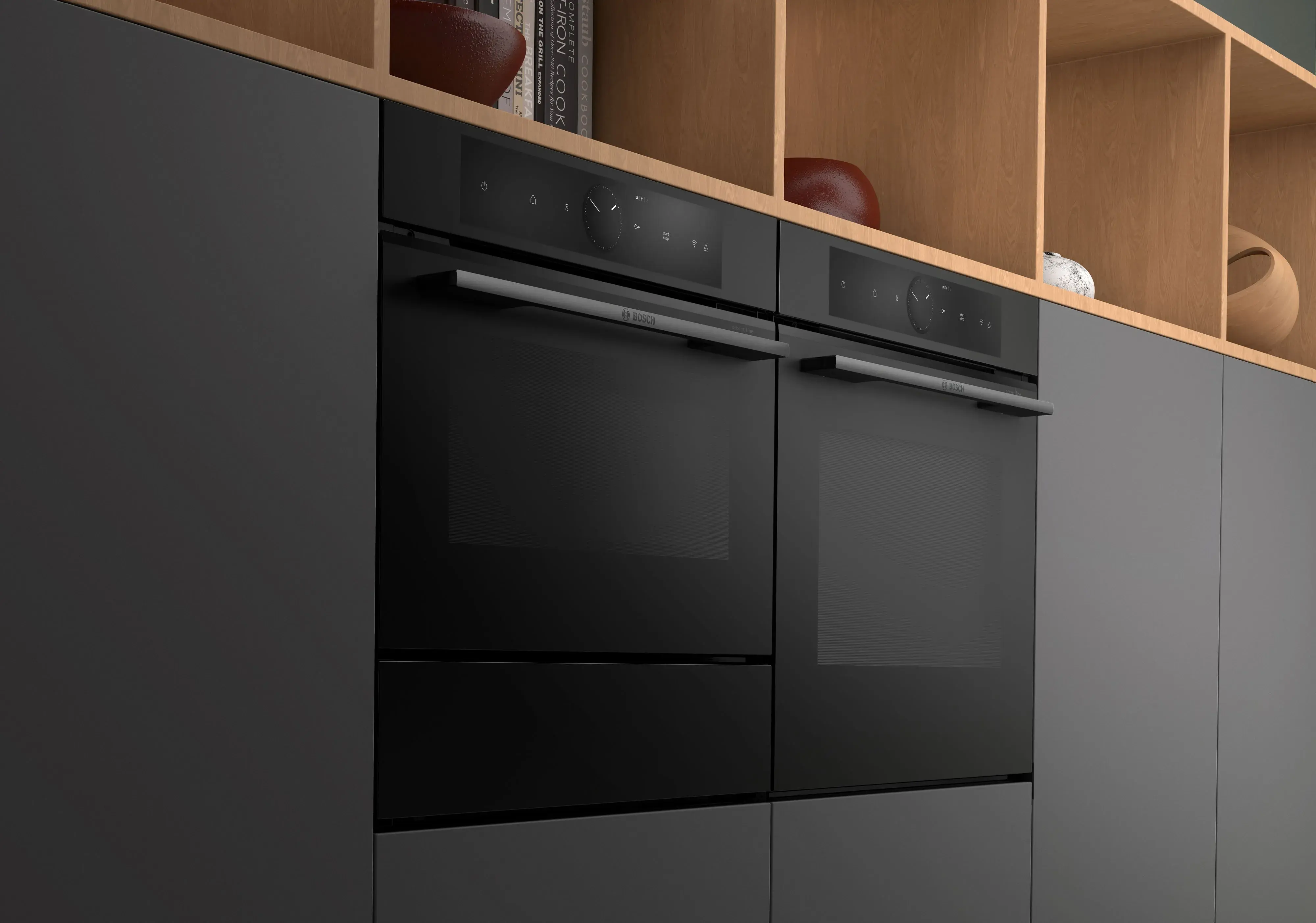 Bosch_Accentline_black matt Backofen_Dampfschublade_Mikrowelle_Einbaugeräte_Serie_8